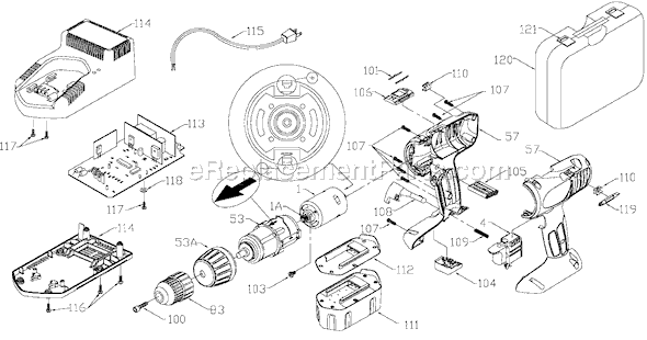 Page A Diagram and Parts List for 887 Type 1 Porter Cable Hammer Drill